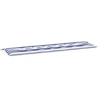 vidaXL Coussin de banc de jardin Rayé Bleu et blanc 180 x 50 x 4 cm
