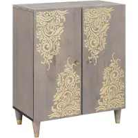 vidaXL Buffet Gris et or 60 x 33 x 75 cm Bois de mangue massif