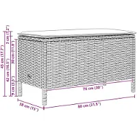 vidaXL Tabouret de jardin gris et bleu marine 80 x 38 x 42 cm en rotin PE