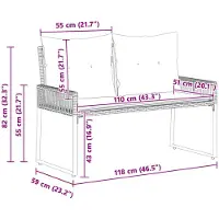vidaXL Banc d'extérieur 2 places, 4 pièces, 110 x 59 x 82 cm, en polyrotin