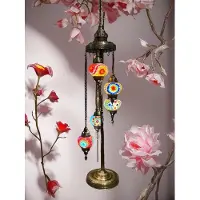 Halay Lampadaire pour le salon avec 5 boules en verre colorées faites à la main – Lampadaires orientaux