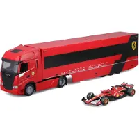 Bburago Ferrari Trailer Iveco S-Way, Modèle réduit camion / remorque, Assemblé, 1:43, Ferrari Trailer Iveco S-Way, Tout genre, Métal, Plastique