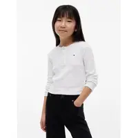 Tommy Hilfiger T-Shirt 'Extra Slim Pointelle Long Sleeve' blanc