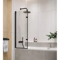 Badplaats Paroi baignoire Austin 100 x 140 cm noir - verre transparent