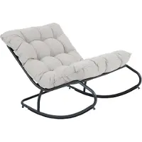 Axi Ruby Fauteuil À Bascule - Noir/Beige | Chaise De Jardin Avec Structure En Acier / Coussins En Oléfine | Fauteuil De Jardin Pour 1 Personne |