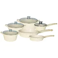 Cheffinger set de 12 casseroles avec revêtement en marbre - Pour tous les types de feux, y compris l'induction Beige