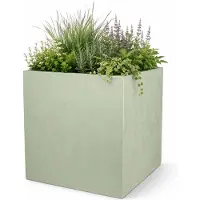 Poetic Pot De Fleur Carré Basalt 49,5 X H.49,5 Cm - Vert Amande- Eda