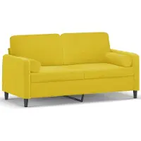 vidaXL Canapé 2 places avec coussins décoratifs jaune 140 cm velours