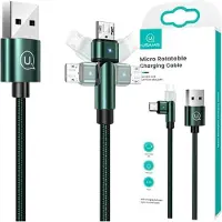 Usams Câble rotatif tressé U60 2Amicrousb Vert/Vert 1M Sj478Usb02 (Us-Sj478)