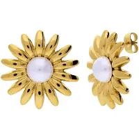 Lucardi Boucles d'oreilles or / blanc perle
