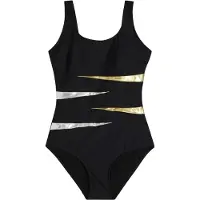 Bonprix Maillot de bain modelant or / noir / argent