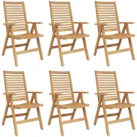 vidaXL - 6 chaises, couleur marron, en bois massif teck, pliantes