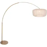 Steinhauer Lampe à arc en bronze Vela Lino avec une teinte crème Ø60cm