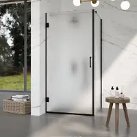 FortiFura Galeria Cabine de douche - 90x90x200cm - scharnières - poignée plat - verre dépoli - Gunmetal brossé PVD SW1122553/SW1122563/SW797907/SW797929