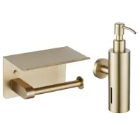 FortiFura Calvi ensemble d'accessoires de toilette - distributeur de savon - porte-rouleau - avec plateau - laiton brossé SW1183053/SW1111569