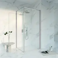 FortiFura Galeria Cabine de douche - 90x90cm - profilé - verre de sécurité - anti-calcaire - Inox brossé SW1122487 SW797926 SW797908