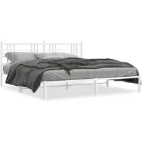 vidaXL Cadre de lit avec tête de lit en métal blanc 200x200 cm