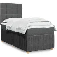 vidaXL Lit boxspring avec matelas gris foncé 90x200 cm Tissu