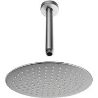 FortiFura Calvi Tête de douche - 30cm - rond - bras plafond 20cm - Inox brossé PVD SW1139121/SW377868
