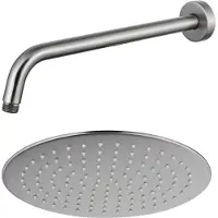 FortiFura Calvi Tête de Douche - 25cm - ronde - bras mural 35cm - inox brossé SW720554/SW720561