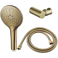 FortiFura Calvi Douchette à main - Ø12 cm - rond - 3 jets - avec support - flexible anti torsion - 150 cm - Laiton brossé PVD SW799449/SW720567/SW706206