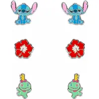 Lilo & Stitch Set de clous d'oreilles Disney de - Stitch, Hibiscus & Souillon - Lot de Clous d'Oreille - pour Unisexe - multicolore - Taille Standard