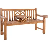 CLP Banc d'extérieur en teck Luka | Couleur : teck | Dimensions : 150 cm