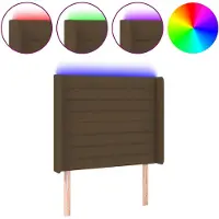 vidaXL Tête de lit LED brun foncé 83x16x118/128 cm Tissu