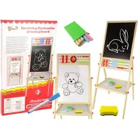 Leantoys Tableau éducatif en bois 2en1 Tableau magnétique + accessoires Table de comptage Multiplication
