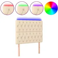 vidaXL Tête de lit LED Crème 90x7x118/128 cm Tissu