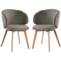 CALICOSY - Lot de 2 Chaises en tissu et pieds en hêtre H79 cm - SOLENE