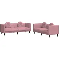 vidaXL Ensemble de canapés 2 pièces avec coussins Rose velours