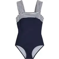 Bonprix Maillot de bain modelant bleu foncé / blanc