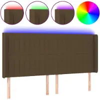 vidaXL Tête de lit LED brun foncé 203x16x118/128 cm Tissu