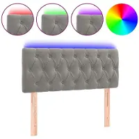 vidaXL Tête de lit LED gris clair 100x7x78/88 cm velours