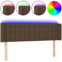vidaXL Tête de lit LED brun foncé 147x16x78/88 cm Tissu