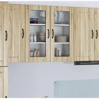 vidaXL Armoire murale en verre LUCCA, chêne Sonoma, 80 x 31 x 80 cm