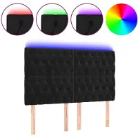 vidaXL LED Tête de lit noir 144x7x118/128 cm velours