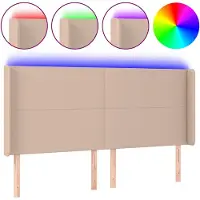 vidaXL Tête de lit LED cappuccino brun 183x16x118/128cm similicuir