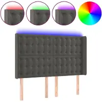 vidaXL Tête de lit LED gris foncé 147x16x118/128 cm velours