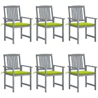 vidaXL Chaises de jardin avec coussins 6 pcs. Bois massif acacia gris