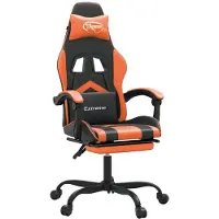 vidaXL Chaise de jeu avec repose-pieds Pivotante Noir & Orange Similicuir
