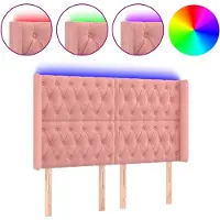 vidaXL Tête de lit LED rose 147x16x118/128 cm velours
