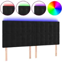 vidaXL LED Tête de lit noir 200x5x118/128 cm velours
