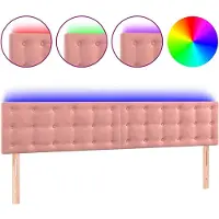 vidaXL LED Tête de lit rose 160x5x78/88 cm velours