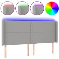 vidaXL Tête de lit LED gris clair 183x16x118/128 cm Tissu