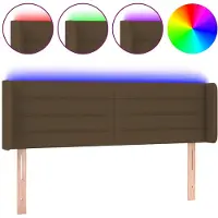 vidaXL Tête de lit LED brun foncé 147x16x78/88 cm Tissu
