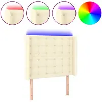 vidaXL Tête de lit LED Crème 103x16x118/128 cm Similicuir