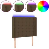 vidaXL Tête de lit LED brun foncé 93x16x118/128 cm Tissu