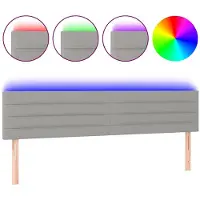vidaXL Tête de lit LED gris clair 200x5x78/88 cm Tissu